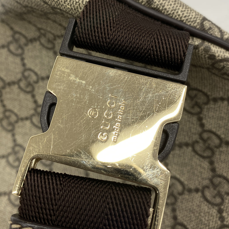 【6ke5368】グッチ ウエストバッグ GGスプリーム 233269 PVC ブラウン ゴールド金具【中古】メンズ