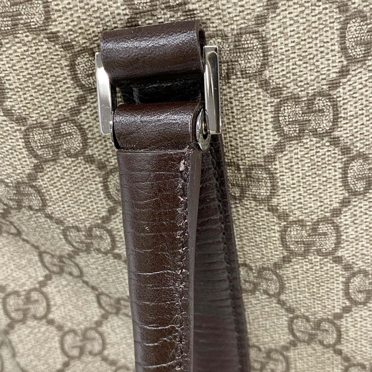 【6ke5489】グッチ トートバッグ GGスプリーム 114595 PVC ブラウン シルバー金具【中古】レディース