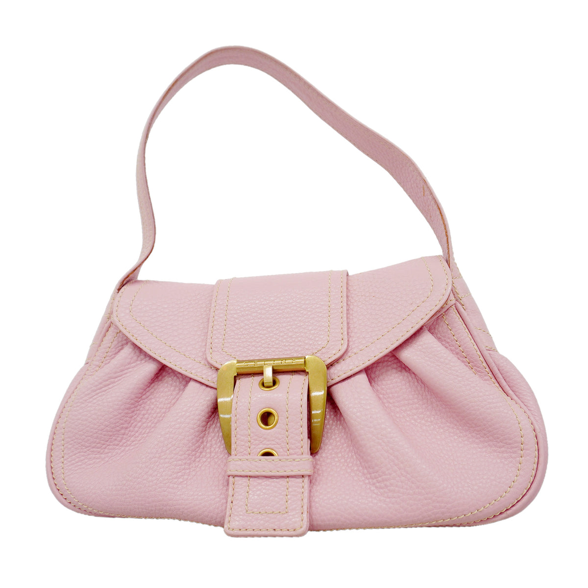 【6ke5550】セリーヌ ショルダーバッグ レザー ピンク ゴールド金具【中古】レディース