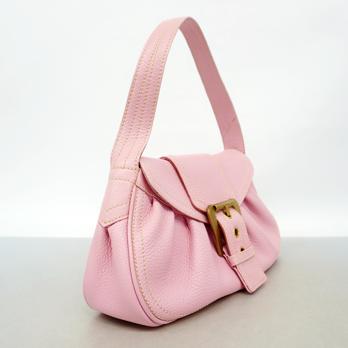 【6ke5550】セリーヌ ショルダーバッグ レザー ピンク ゴールド金具【中古】レディース