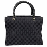 【6ke5567】グッチ ハンドバッグ GGキャンバス バンブー 002 1016 キャンバス ブラック シルバー金具【中古】レディース