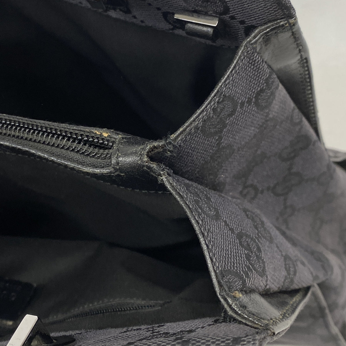 【6ke5567】グッチ ハンドバッグ GGキャンバス バンブー 002 1016 キャンバス ブラック シルバー金具【中古】レディース