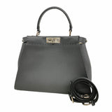 【6ke5575】フェンディ ハンドバッグ セレリア ピーカブー レザー グレー シルバー金具 2wayバッグ【中古】レディース