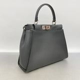【6ke5575】フェンディ ハンドバッグ セレリア ピーカブー レザー グレー シルバー金具 2wayバッグ【中古】レディース