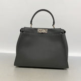 【6ke5575】フェンディ ハンドバッグ セレリア ピーカブー レザー グレー シルバー金具 2wayバッグ【中古】レディース