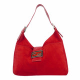 【6ke5615】フェンディ ショルダーバッグ スウェード レッド シルバー金具【中古】レディース