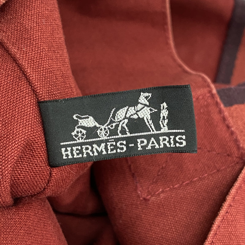 【6ke5640】エルメス トートバッグ フールトゥカバス キャンバス レッド シルバー金具【中古】レディース