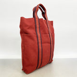【6ke5640】エルメス トートバッグ フールトゥカバス キャンバス レッド シルバー金具【中古】レディース
