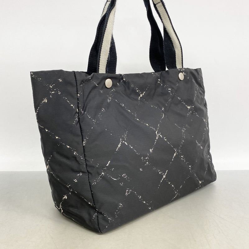 【6ke5641】シャネル トートバッグ 旧トラベル ナイロン ブラック シルバー金具【中古】レディース