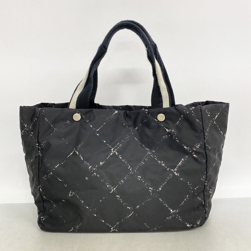 【6ke5641】シャネル トートバッグ 旧トラベル ナイロン ブラック シルバー金具【中古】レディース