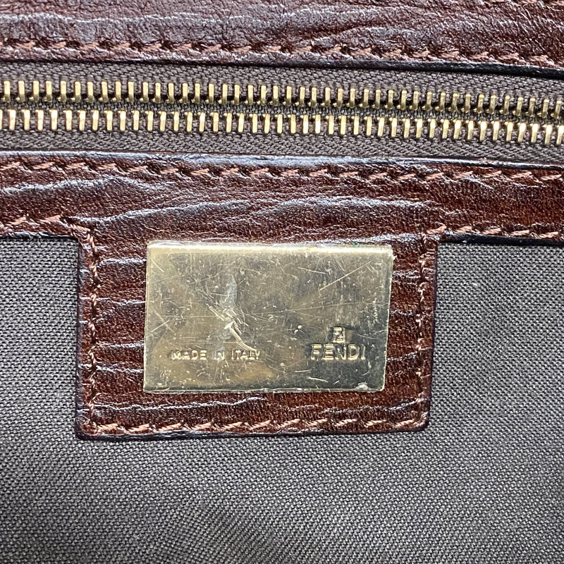 【6ke5642】フェンディ ハンドバッグ ズッキーノ ナイロンキャンバス ブラウン シャンパンゴールド金具【中古】レディース
