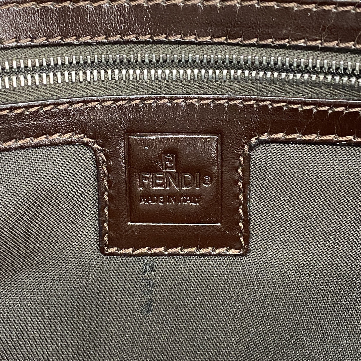【6ke5643】フェンディ ショルダーバッグ ズッカ ナイロンキャンバス ブラウン シルバー金具【中古】レディース