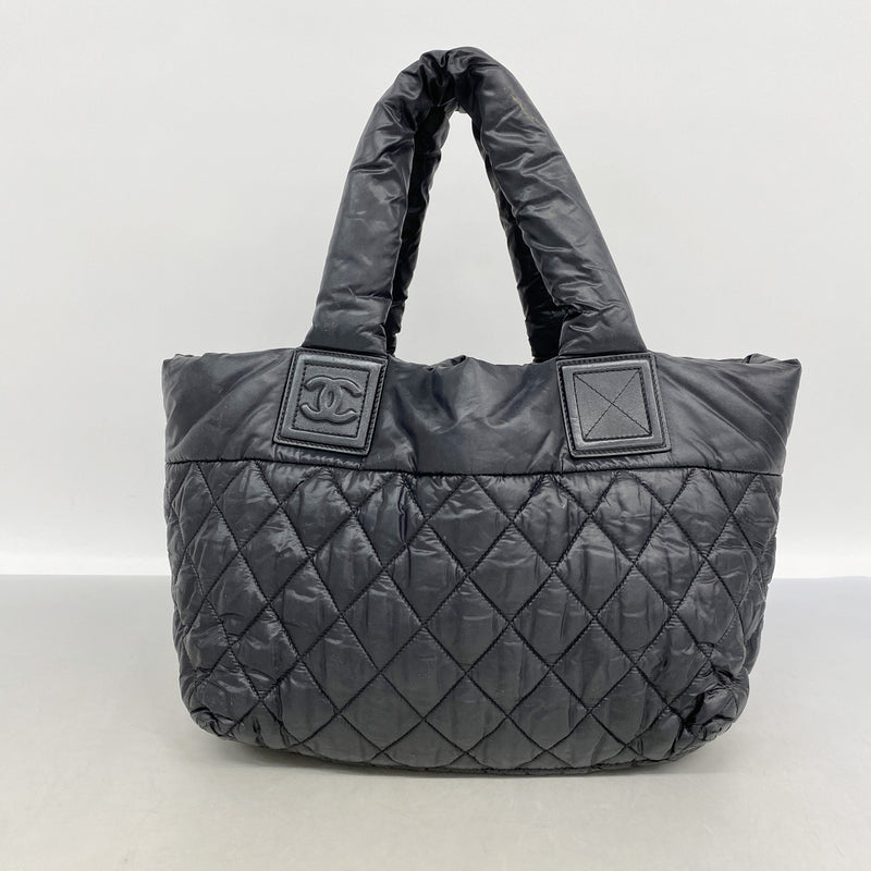 【6ke5688】シャネル トートバッグ コココクーン ナイロン ブラック シルバー金具【中古】レディース
