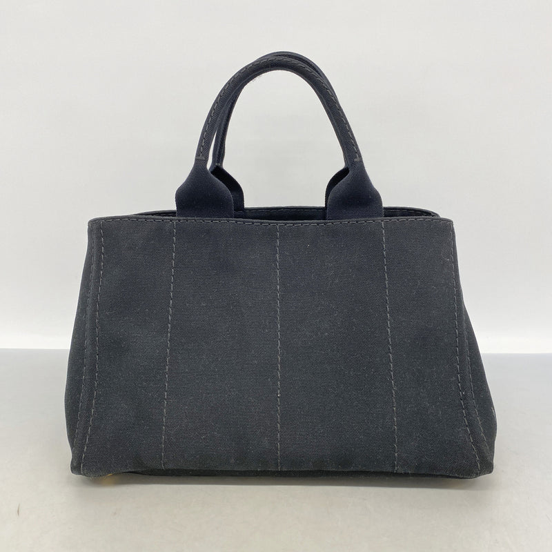 【6ke5689】プラダ トートバッグ カナパ キャンバス ブラック ゴールド金具 2wayバッグ【中古】レディース