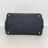 【6ke5689】プラダ トートバッグ カナパ キャンバス ブラック ゴールド金具 2wayバッグ【中古】レディース