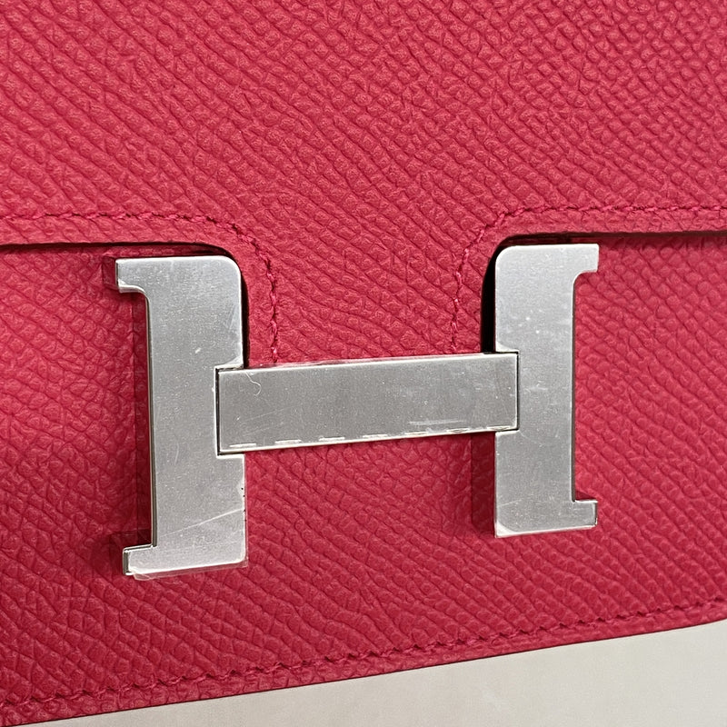【6ke5698】エルメス 財布 コンスタンススリム ヴォーエプソン ローズメキシコ シルバー金具 K刻印【中古】レディース