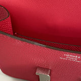 【6ke5698】エルメス 財布 コンスタンススリム ヴォーエプソン ローズメキシコ シルバー金具 K刻印【中古】レディース
