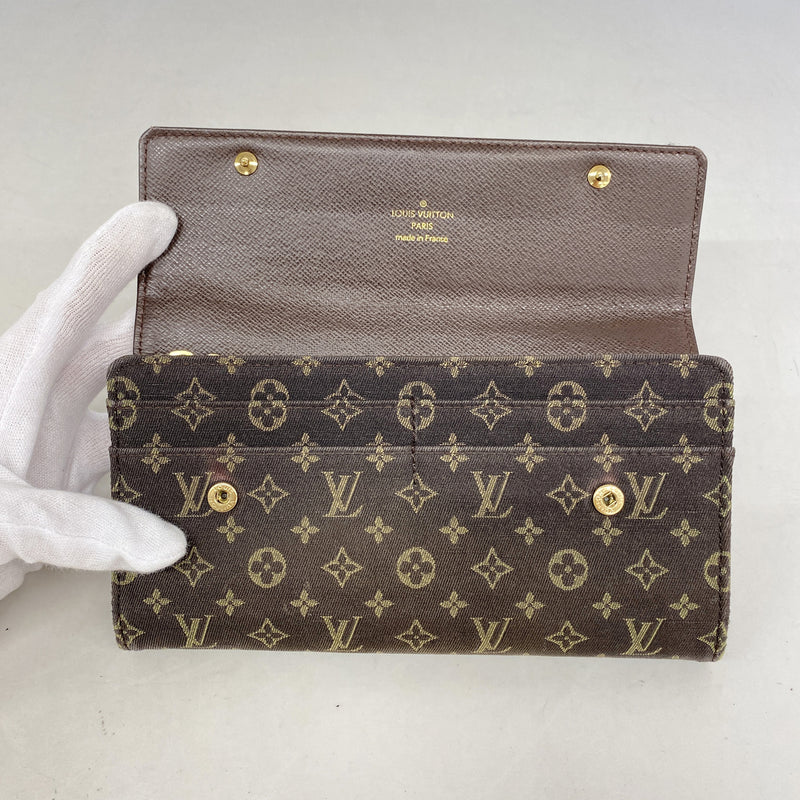【6ke5745】ルイヴィトン 長財布 モノグラム・ミニラン ポルトフォイユサラ M95234 エベヌ【中古】レディース