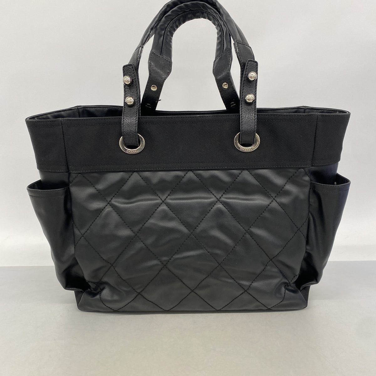 【6ke5759】シャネル トートバッグ パリビアリッツ レザー ブラック シルバー金具【中古】レディース