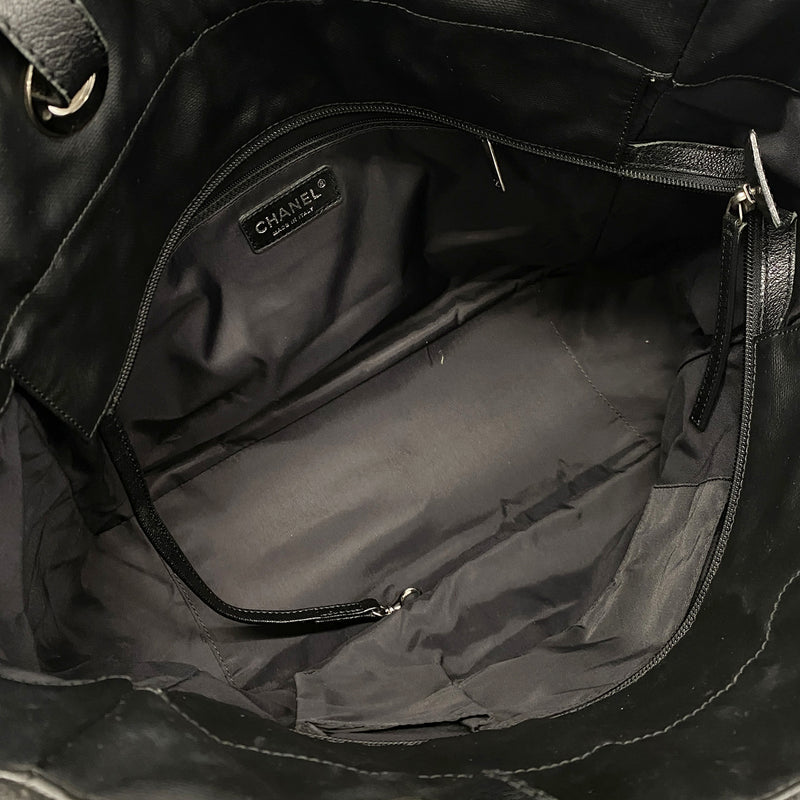 【6ke5759】シャネル トートバッグ パリビアリッツ レザー ブラック シルバー金具【中古】レディース