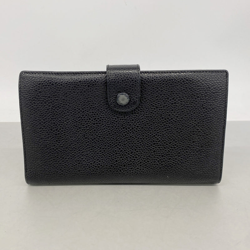 【6ke5798】シャネル 長財布 キャビアスキン ブラック ゴールド金具【中古】レディース