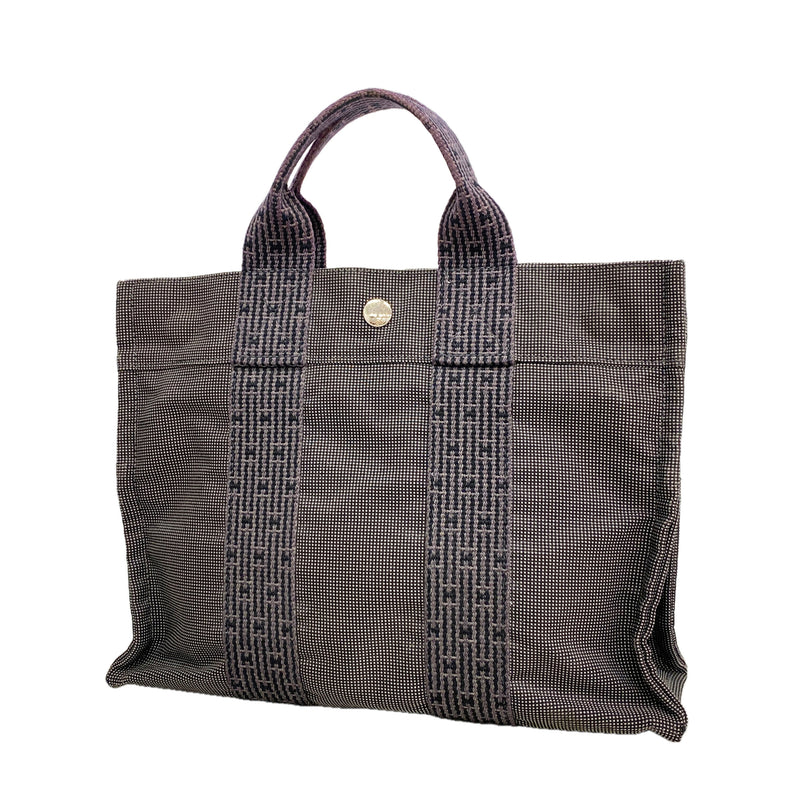 【6ke5799】エルメス トートバッグ エールラインPM ナイロン グレー シルバー金具【中古】レディース