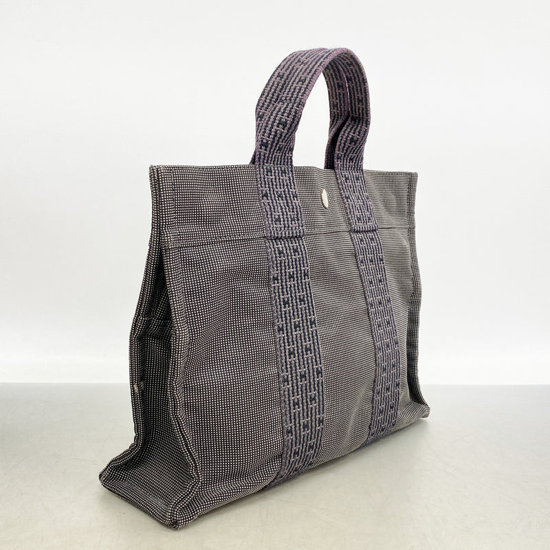 【6ke5799】エルメス トートバッグ エールラインPM ナイロン グレー シルバー金具【中古】レディース