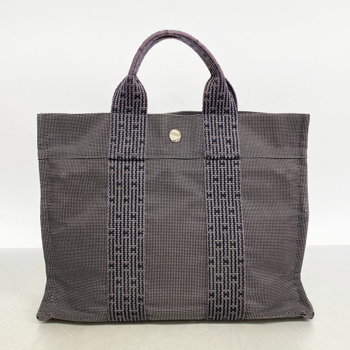 【6ke5799】エルメス トートバッグ エールラインPM ナイロン グレー シルバー金具【中古】レディース