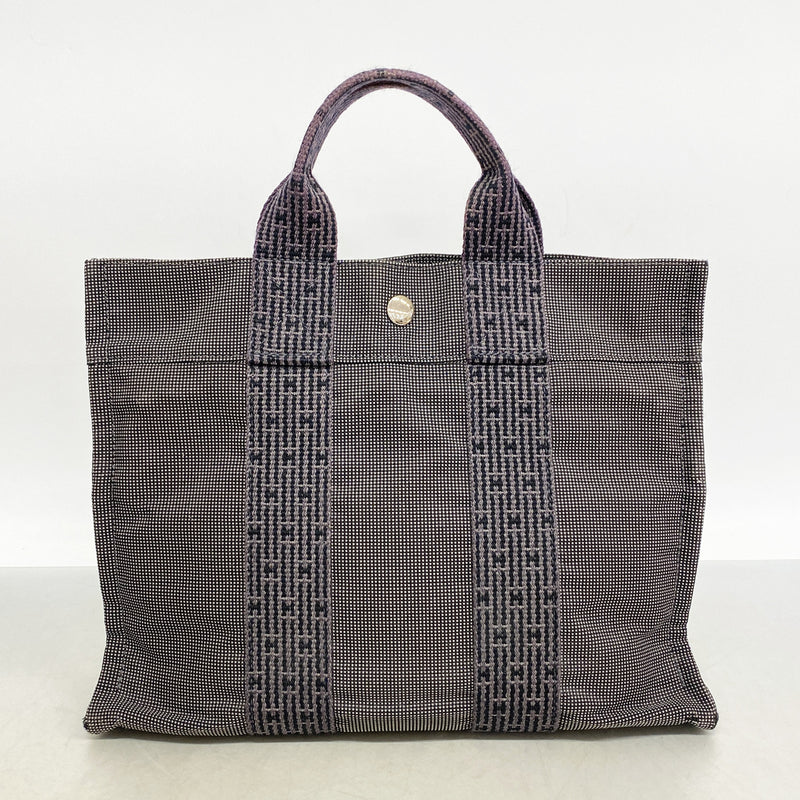 【6ke5799】エルメス トートバッグ エールラインPM ナイロン グレー シルバー金具【中古】レディース