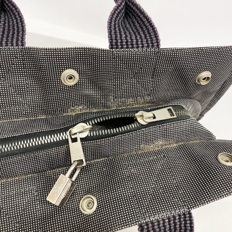 【6ke5799】エルメス トートバッグ エールラインPM ナイロン グレー シルバー金具【中古】レディース