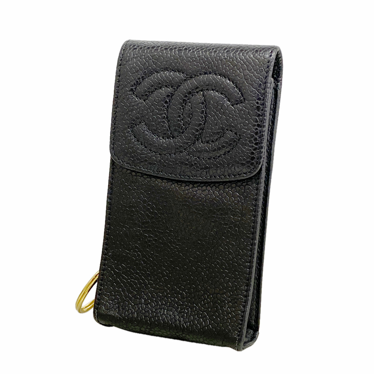 【6ke5800】シャネル シガレットケース キャビアスキン ブラック ゴールド金具【中古】メンズ レディース ユニセックス