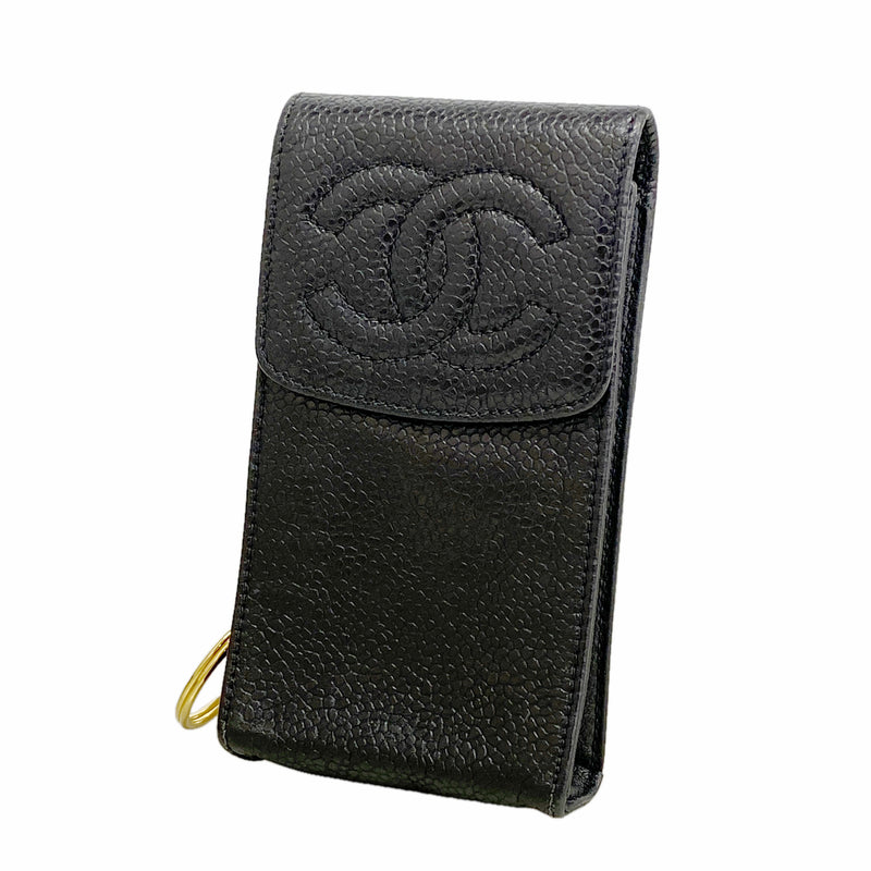 【6ke5800】シャネル シガレットケース キャビアスキン ブラック ゴールド金具【中古】メンズ レディース ユニセックス