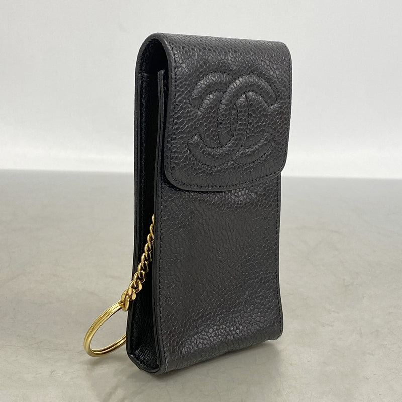 【6ke5800】シャネル シガレットケース キャビアスキン ブラック ゴールド金具【中古】メンズ レディース ユニセックス