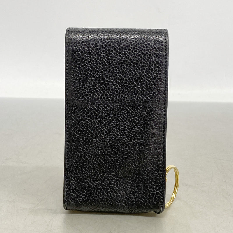 【6ke5800】シャネル シガレットケース キャビアスキン ブラック ゴールド金具【中古】メンズ レディース ユニセックス