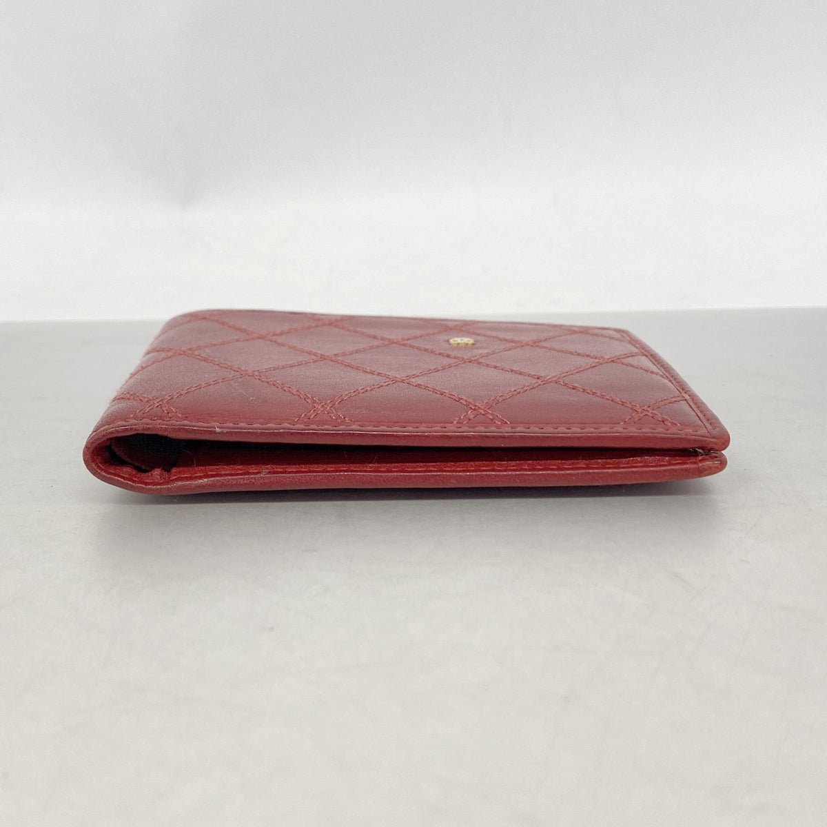 【6ke5865】シャネル 札入れ ビコローレ ラムスキン レッド ゴールド金具【中古】レディース
