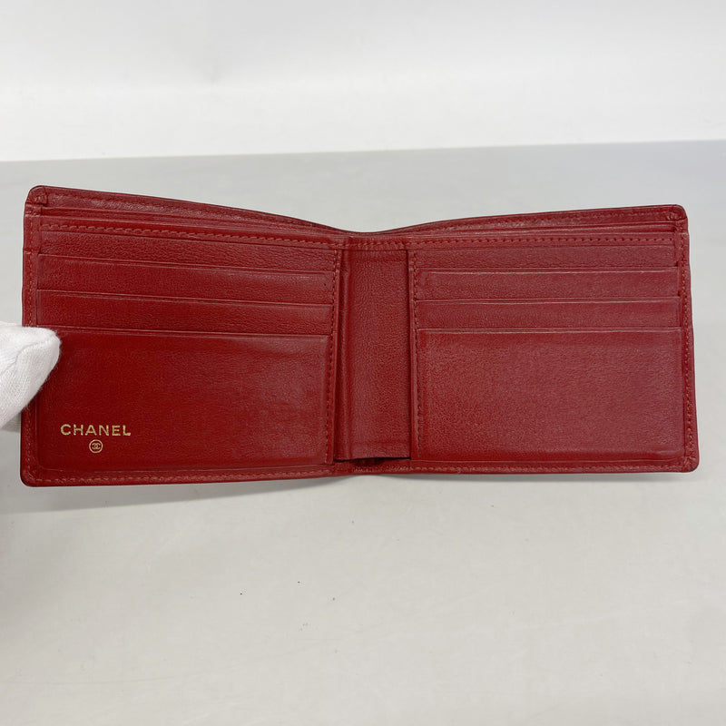 【6ke5865】シャネル 札入れ ビコローレ ラムスキン レッド ゴールド金具【中古】レディース