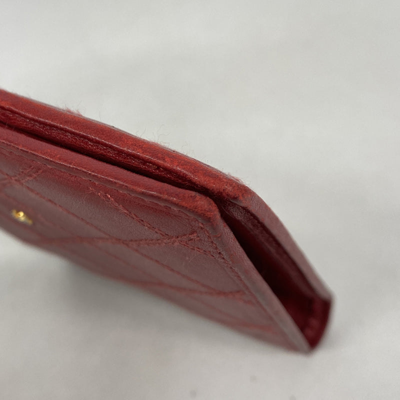 【6ke5865】シャネル 札入れ ビコローレ ラムスキン レッド ゴールド金具【中古】レディース