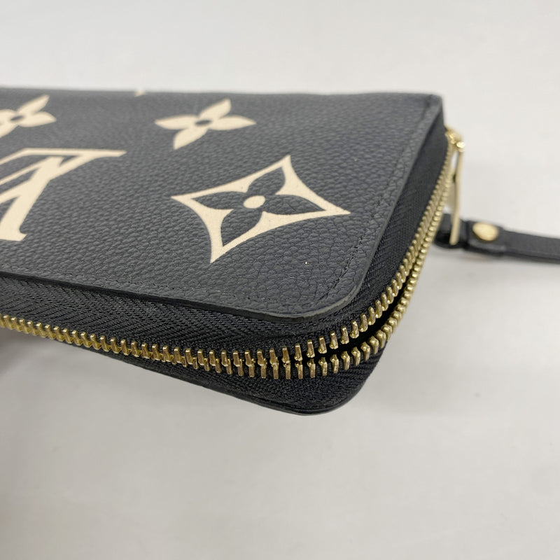 【6ke5906】ルイヴィトン 長財布 モノグラム・アンプラント バイカラー ジッピーウォレット M80481 ブラック ベージュ【中古】レディース
