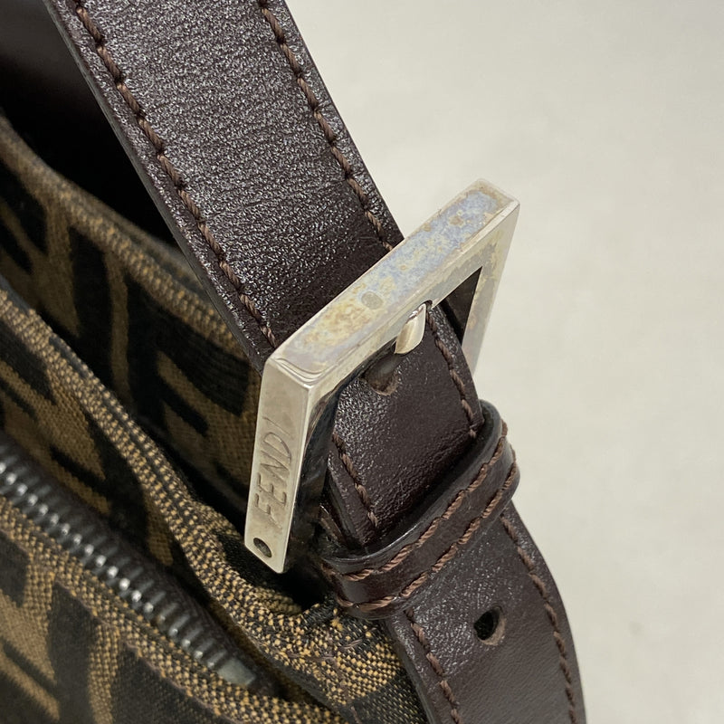 【6ke5964】フェンディ ハンドバッグ ズッカ ナイロンキャンバス ブラウン シルバー金具【中古】レディース