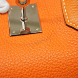 【6ke5968-e】エルメス ハンドバッグ バーキン35 トリヨンクレマンス オレンジ ブラック シルバー金具 □N刻印 SPO【中古】レディース