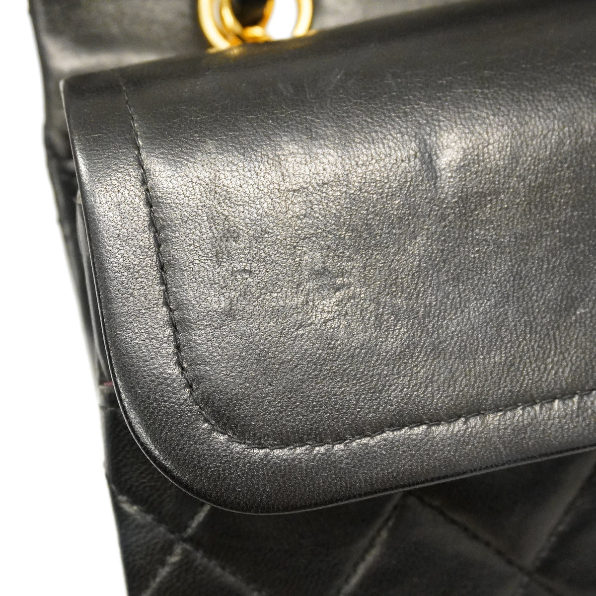【6ke5983】シャネル ショルダーバッグ マトラッセ Wフラップ Wチェーン ラムスキン ブラック ゴールド金具【中古】レディース