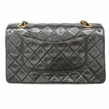 【6ke5983】シャネル ショルダーバッグ マトラッセ Wフラップ Wチェーン ラムスキン ブラック ゴールド金具【中古】レディース