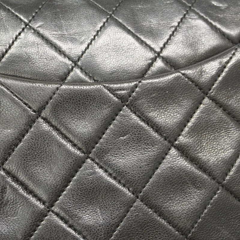 【6ke5983】シャネル ショルダーバッグ マトラッセ Wフラップ Wチェーン ラムスキン ブラック ゴールド金具【中古】レディース