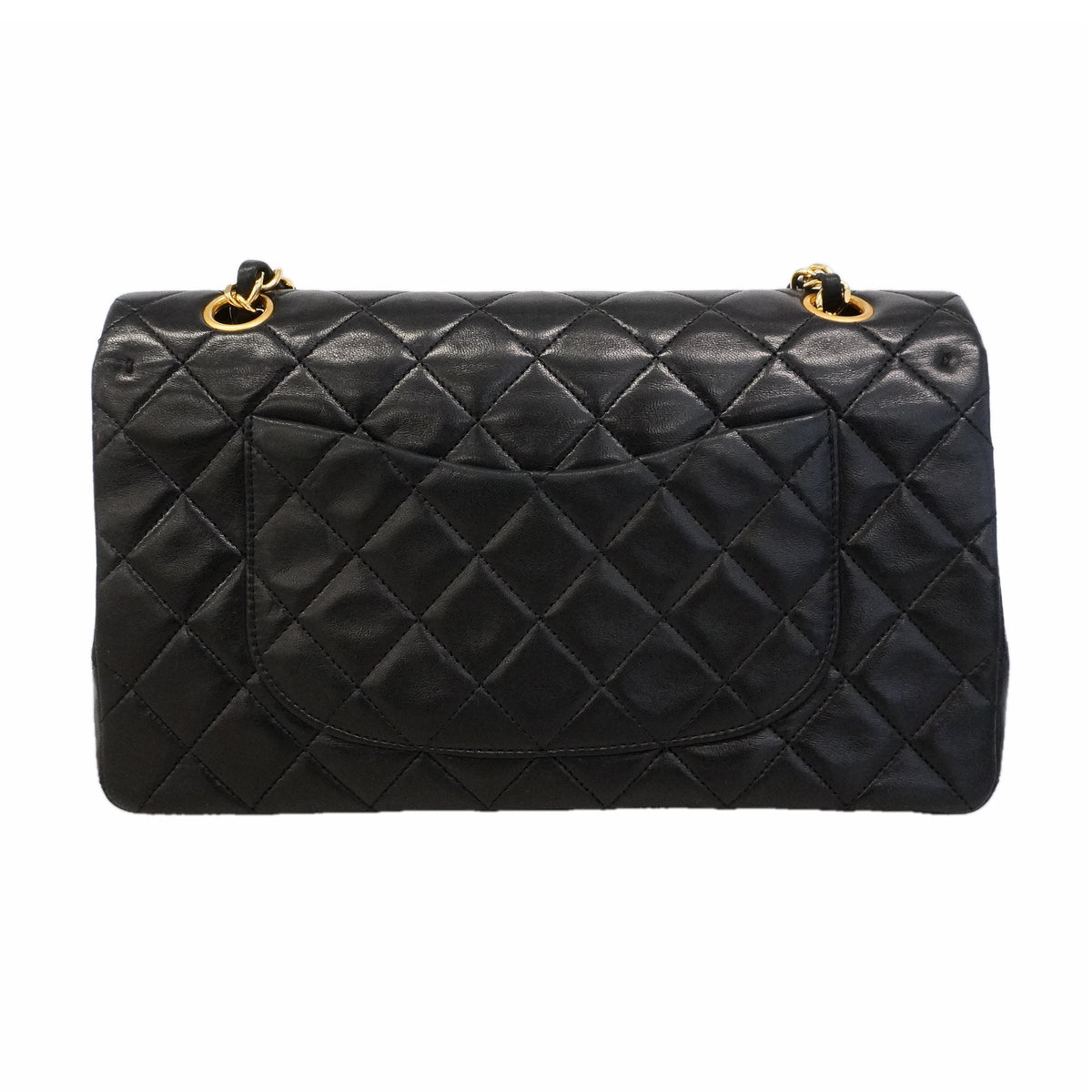 【6ke5995】シャネル ショルダーバッグ マトラッセ Wフラップ Wチェーン ラムスキン ブラック ゴールド金具【中古】レディース