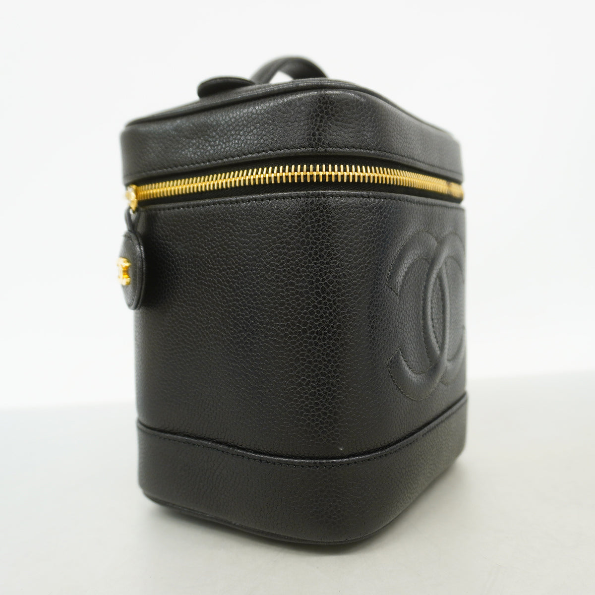 【6ke5996】シャネル バニティバッグ キャビアスキン ブラック ゴールド金具【中古】レディース