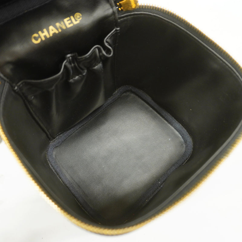 【6ke5996】シャネル バニティバッグ キャビアスキン ブラック ゴールド金具【中古】レディース