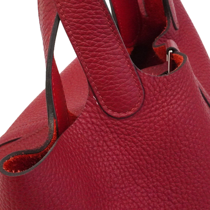 【6ke6005】エルメス ハンドバッグ ピコタンロックPM トリヨンクレマンス ルージュグレナ シルバー金具 Y刻印【中古】レディース