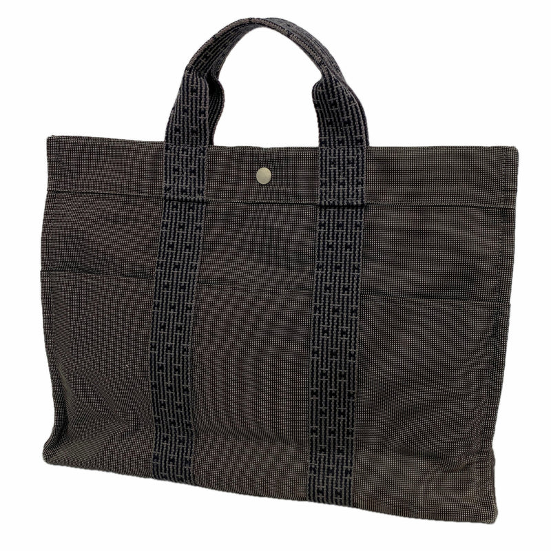 【6ke6090】エルメス トートバッグ エールラインMM ナイロン グレー シルバー金具【中古】メンズ レディース ユニセックス