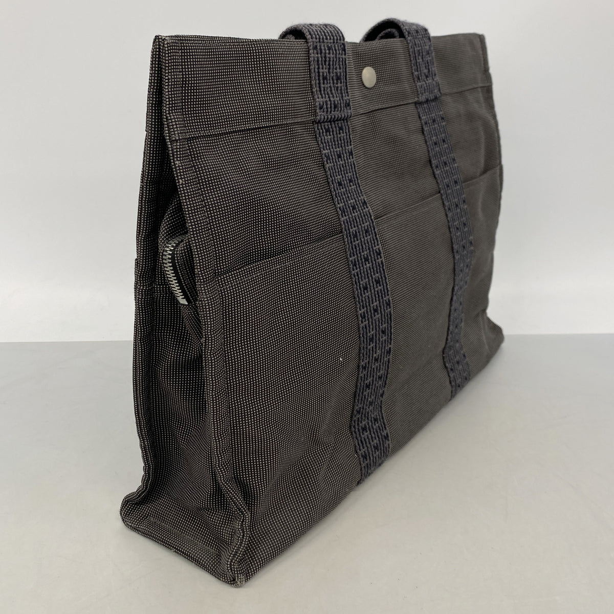 【6ke6090】エルメス トートバッグ エールラインMM ナイロン グレー シルバー金具【中古】メンズ レディース ユニセックス