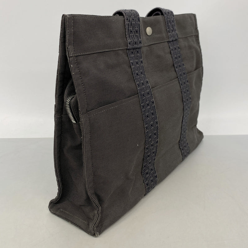 【6ke6090】エルメス トートバッグ エールラインMM ナイロン グレー シルバー金具【中古】メンズ レディース ユニセックス
